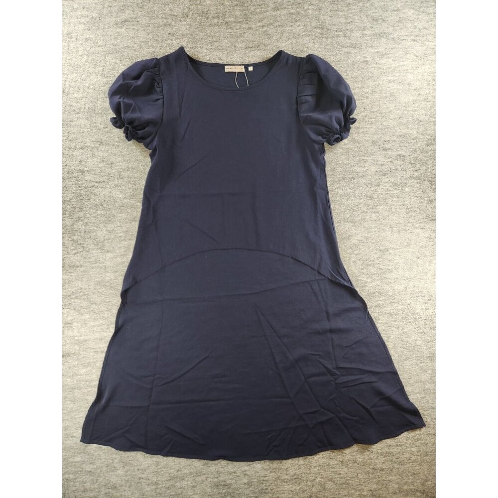 PATRIZIA LUCA Short Sleeve High/low Tunic In Navy Large